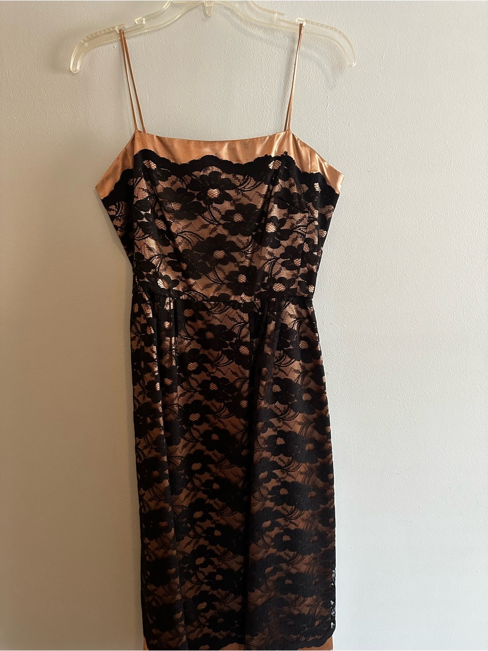 Lace black and champagne dress